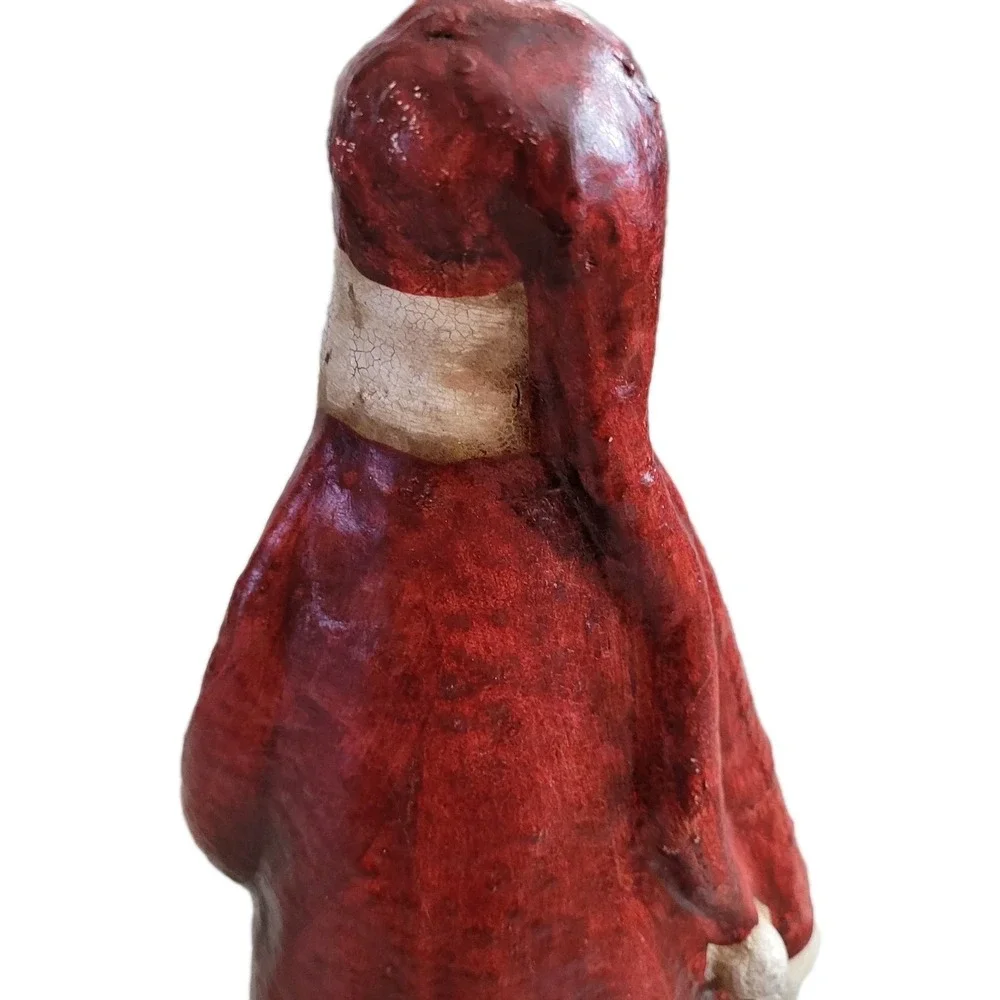 Vintage Old World Primitive Santa Claus Figurine Hand Painted Composition Figure